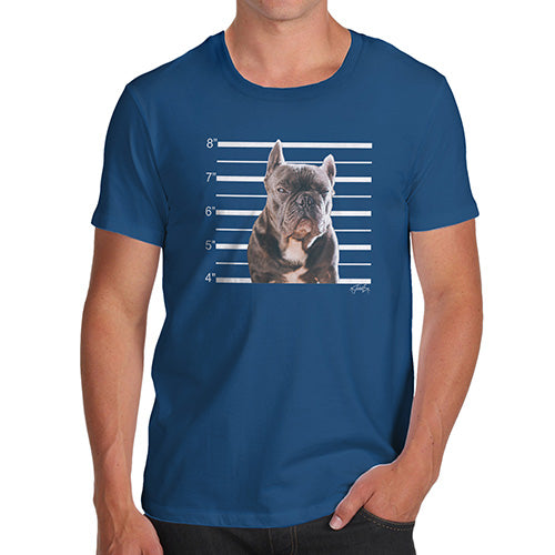 Funny Gifts For Men Staffordshire Bull Terrier Mugshot Men's T-Shirt Large Royal Blue