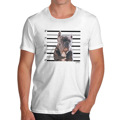 Novelty T Shirt Christmas Staffordshire Bull Terrier Mugshot Men's T-Shirt Medium White