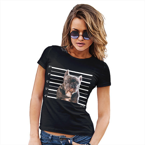 Funny Gifts For Women Staffordshire Bull Terrier Mugshot Women's T-Shirt Small Black