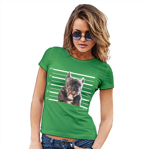 Funny Shirts For Women Staffordshire Bull Terrier Mugshot Women's T-Shirt X-Large Green