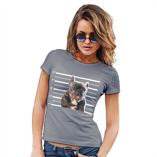 Funny T Shirts For Mom Staffordshire Bull Terrier Mugshot Women's T-Shirt Large Light Grey