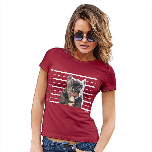 Funny Shirts For Women Staffordshire Bull Terrier Mugshot Women's T-Shirt Large Red