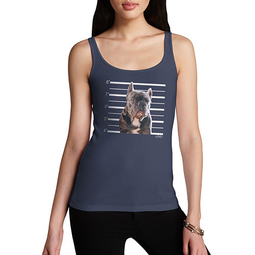 Novelty Tank Top Staffordshire Bull Terrier Mugshot Women's Tank Top Medium Navy