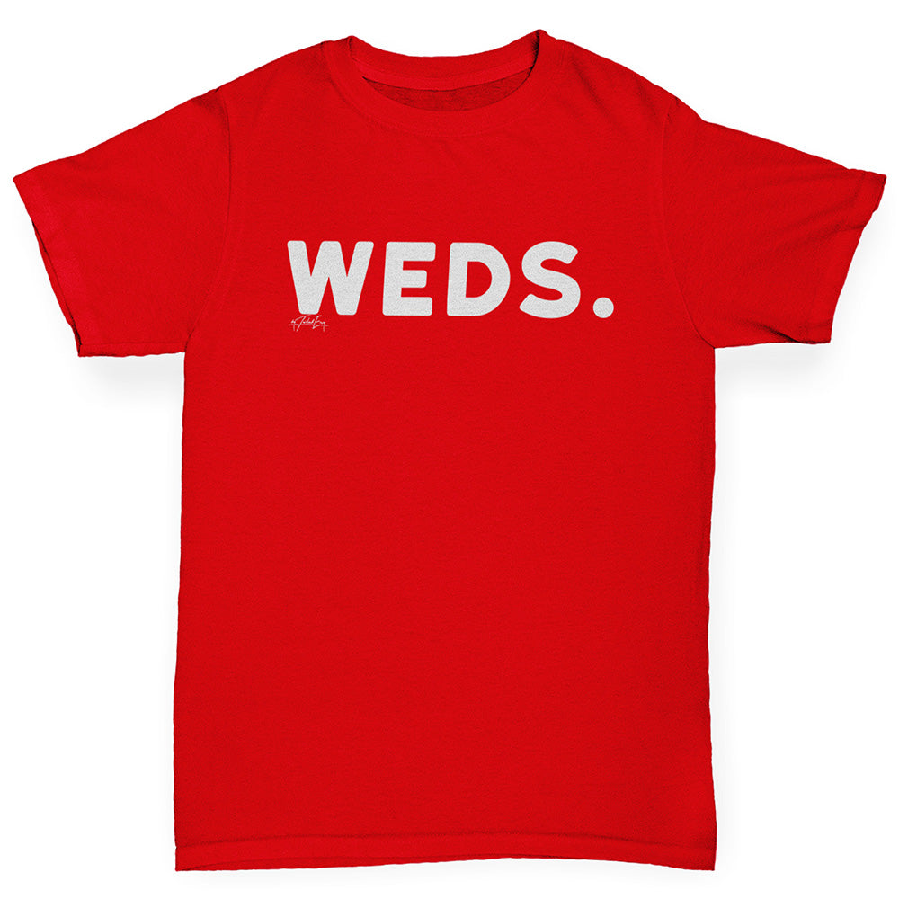 Girls novelty tees WEDS Wednesday Girl's T-Shirt Age 5-6 Red
