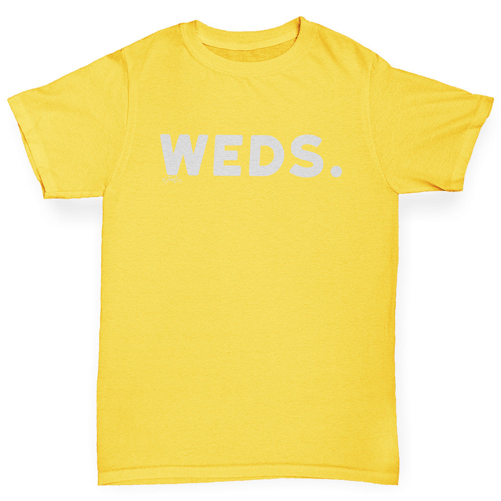 Girls novelty t shirts WEDS Wednesday Girl's T-Shirt Age 9-11 Yellow
