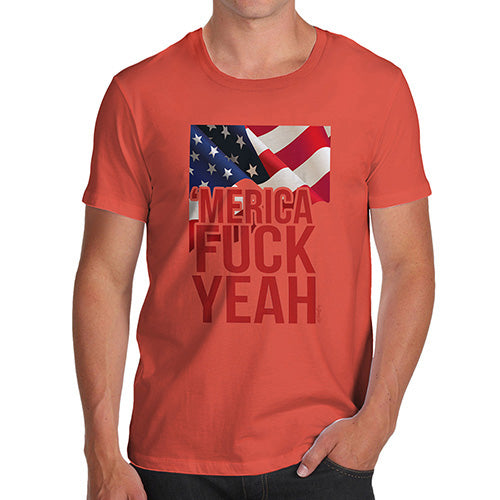 Funny T Shirts For Dad Merica F-ck Yeah Men's T-Shirt Large Orange