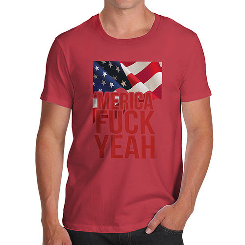 Funny T-Shirts For Men Merica F-ck Yeah Men's T-Shirt Small Red