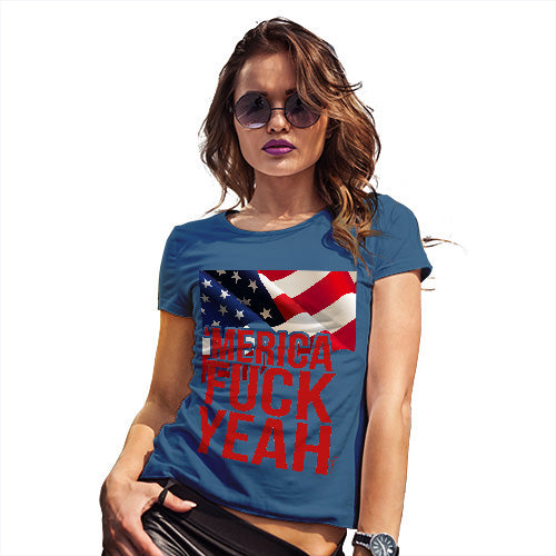 Funny Shirts For Women Merica F-ck Yeah Women's T-Shirt Large Royal Blue