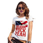 Novelty T Shirt Christmas Merica F-ck Yeah Women's T-Shirt Medium White