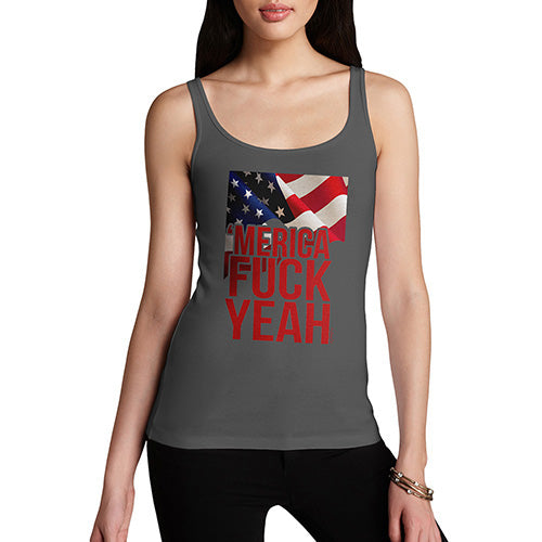 Novelty Tank Top Women Merica F-ck Yeah Women's Tank Top Large Dark Grey