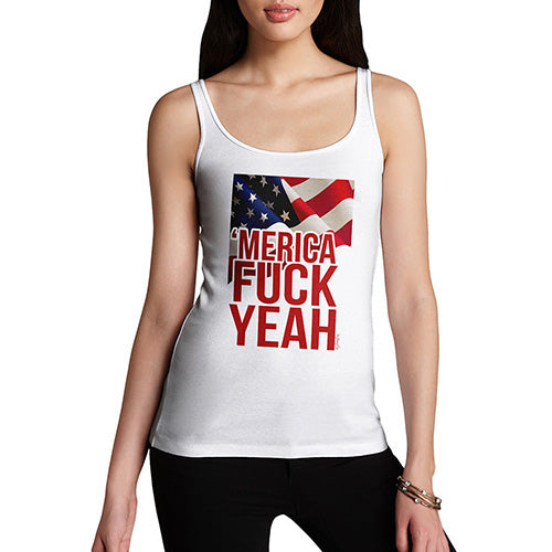 Funny Gifts For Women Merica F-ck Yeah Women's Tank Top X-Large White
