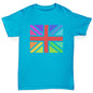 Boys Funny Tshirts Rainbow Union Jack Boy's T-Shirt Age 9-11 Azure Blue