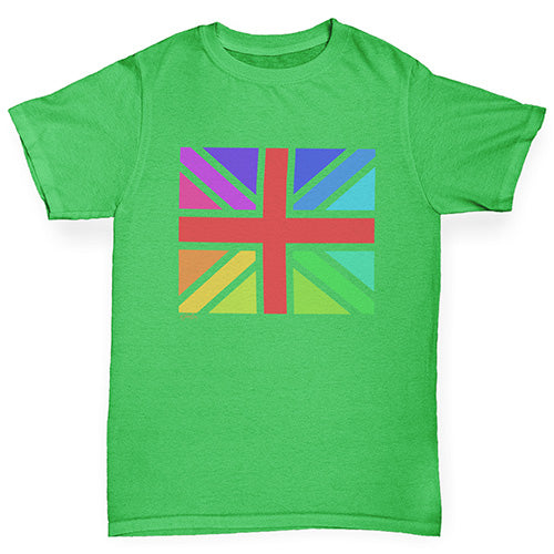 Boys novelty t shirts Rainbow Union Jack Boy's T-Shirt Age 9-11 Green