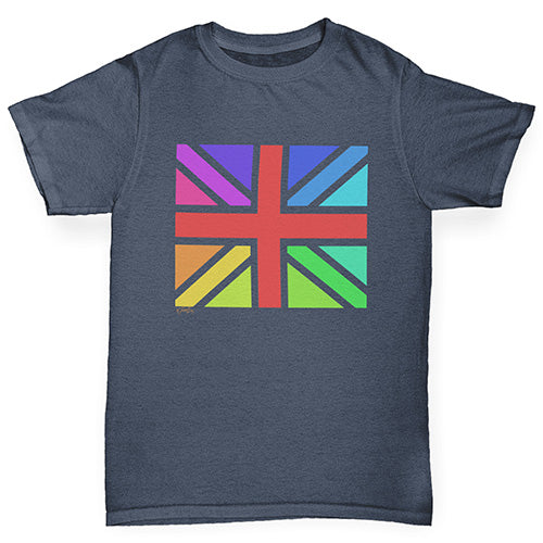 Novelty Tees For Boys Rainbow Union Jack Boy's T-Shirt Age 12-14 Dark Grey