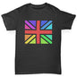 Girls Funny Tshirts Rainbow Union Jack Girl's T-Shirt Age 9-11 Black