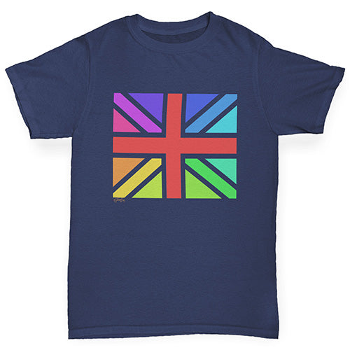 Girls novelty tees Rainbow Union Jack Girl's T-Shirt Age 12-14 Navy