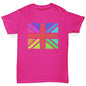 Girls novelty tees Rainbow Union Jack Girl's T-Shirt Age 3-4 Pink