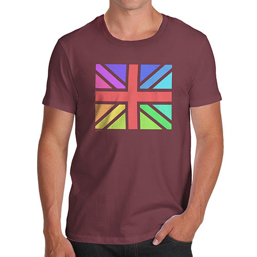 T-Shirt Funny Geek Nerd Hilarious Joke Rainbow Union Jack Men's T-Shirt X-Large Burgundy