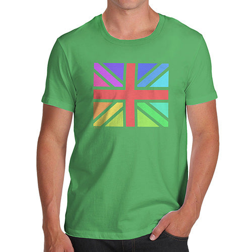 Novelty Gifts For Men Rainbow Union Jack Men's T-Shirt Small Green