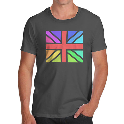 Funny T Shirts For Men Rainbow Union Jack Men's T-Shirt Large Dark Grey