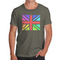 Funny T Shirts For Men Rainbow Union Jack Men's T-Shirt Large Khaki