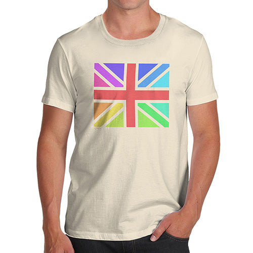 Novelty Gifts For Men Rainbow Union Jack Men's T-Shirt Small Natural