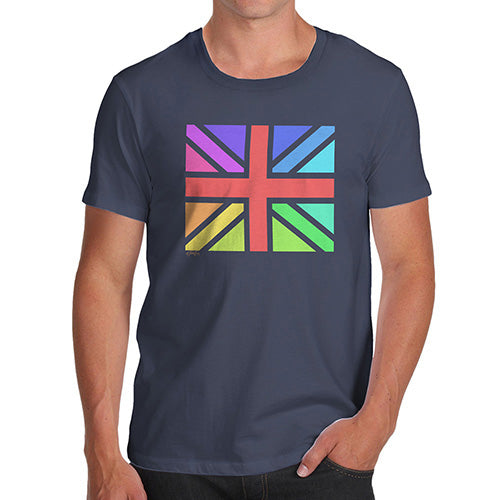 Funny T Shirts For Dad Rainbow Union Jack Men's T-Shirt X-Large Navy