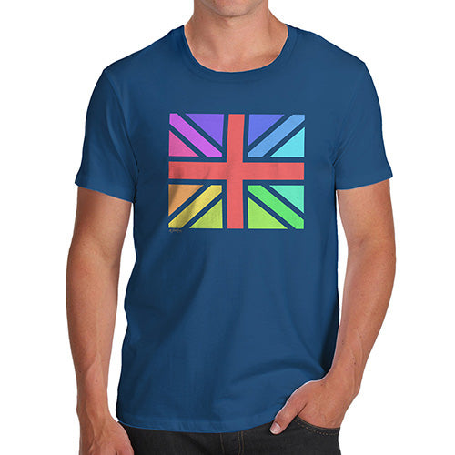 Novelty T Shirt Christmas Rainbow Union Jack Men's T-Shirt Small Royal Blue