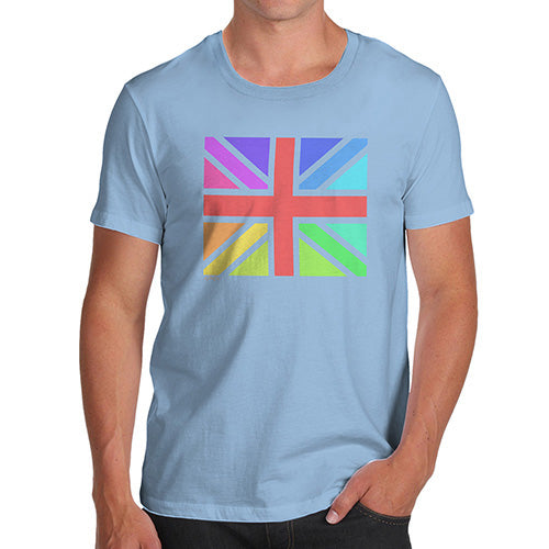 Funny T Shirts Rainbow Union Jack Men's T-Shirt X-Large Sky Blue