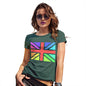 Novelty T Shirt Rainbow Union Jack Women's T-Shirt Large Bottle Green