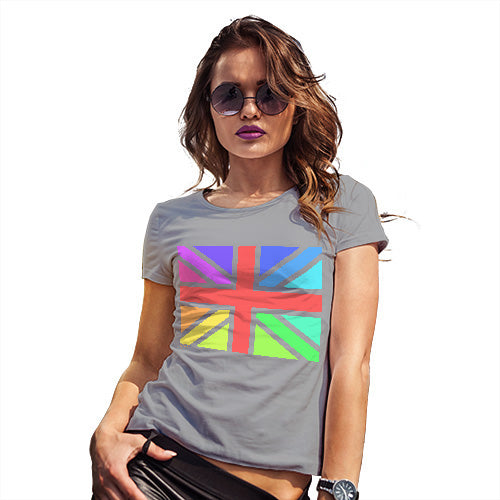 Funny T Shirts For Women Rainbow Union Jack Women's T-Shirt Large Light Grey