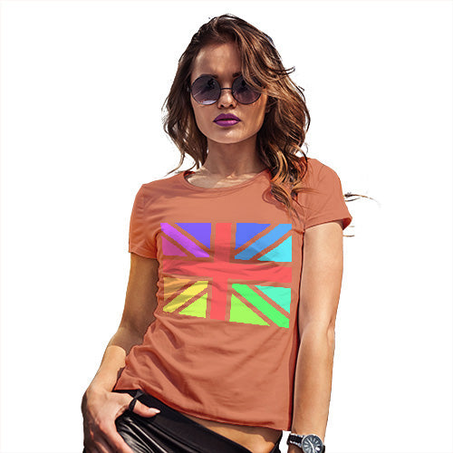 Funny T Shirts For Mum Rainbow Union Jack Women's T-Shirt Large Orange