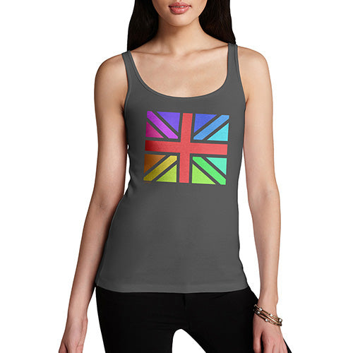 Adult Humor Novelty Graphic Sarcasm Funny Tank Top Rainbow Union Jack Women's Tank Top Medium Dark Grey