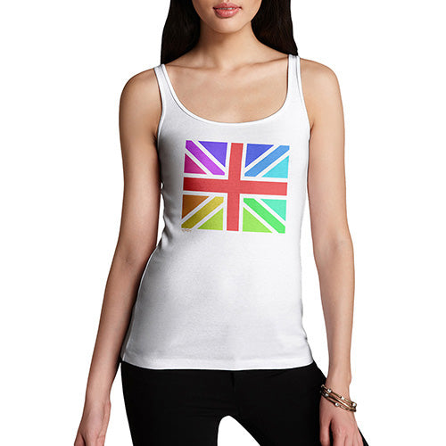 Funny Gifts For Women Rainbow Union Jack Women's Tank Top Small White