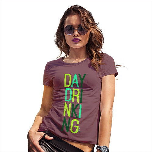 Novelty T Shirt Christmas Day Drinking Women's T-Shirt Small Burgundy