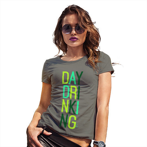 Novelty T Shirt Christmas Day Drinking Women's T-Shirt Small Khaki