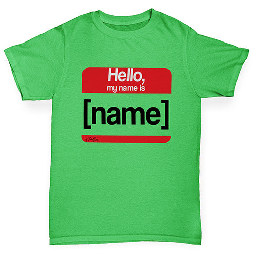 Boys novelty tees Personalised My Name Is Boy's T-Shirt Age 9-11 Green