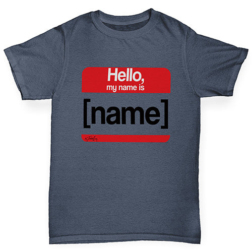 Boys funny tee shirts Personalised My Name Is Boy's T-Shirt Age 9-11 Dark Grey