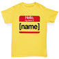 Novelty Tees For Boys Personalised My Name Is Boy's T-Shirt Age 12-14 Yellow