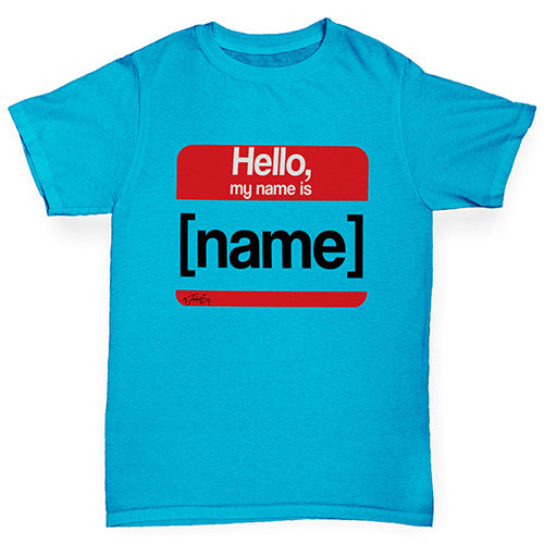Girls Funny T Shirt Personalised My Name Is Girl's T-Shirt Age 7-8 Azure Blue