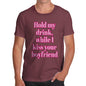 Funny Sarcasm T Shirt Hold My Drink Boyfriend Men's T-Shirt Small Burgundy