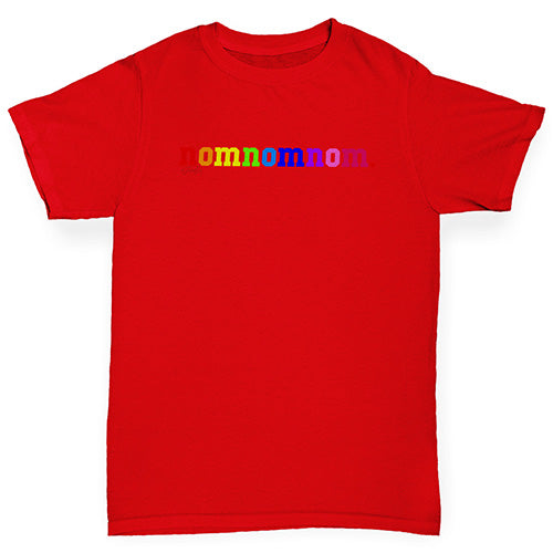 Novelty Tees For Boys Rainbow Nomnomnom Boy's T-Shirt Age 3-4 Red