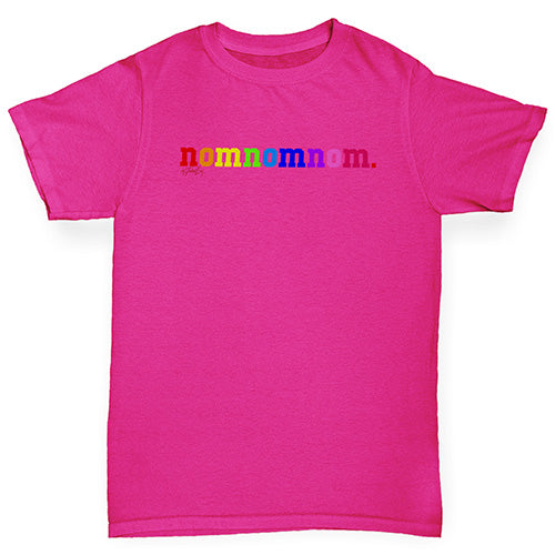 Girls Funny T Shirt Rainbow Nomnomnom Girl's T-Shirt Age 3-4 Pink