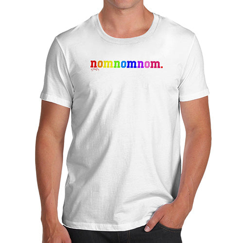 Funny Shirts For Men Rainbow Nomnomnom Men's T-Shirt Large White