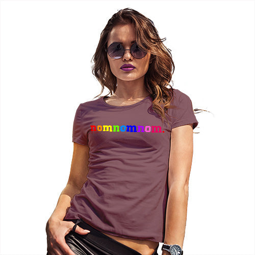 Funny T Shirts Rainbow Nomnomnom Women's T-Shirt X-Large Burgundy