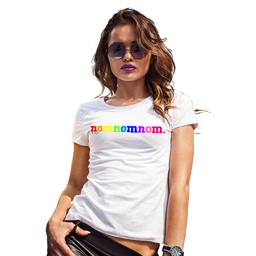Funny Tshirts For Women Rainbow Nomnomnom Women's T-Shirt Large White