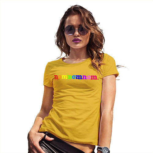 Funny Sarcasm T Shirt Rainbow Nomnomnom Women's T-Shirt Medium Yellow