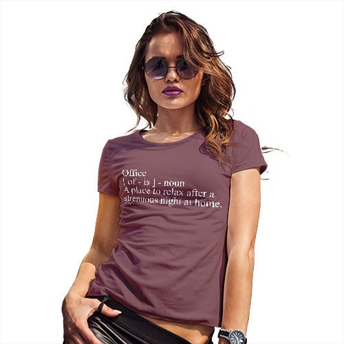 Funny Shirts For Women Office Noun Definition Women's T-Shirt Large Burgundy