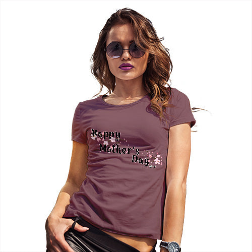 Funny Tee Shirts For Women Happy Mother's Day Blossom Women's T-Shirt Medium Burgundy