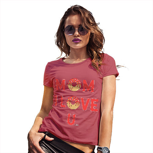 Novelty T Shirt Mom I Love U Women's T-Shirt X-Large Red